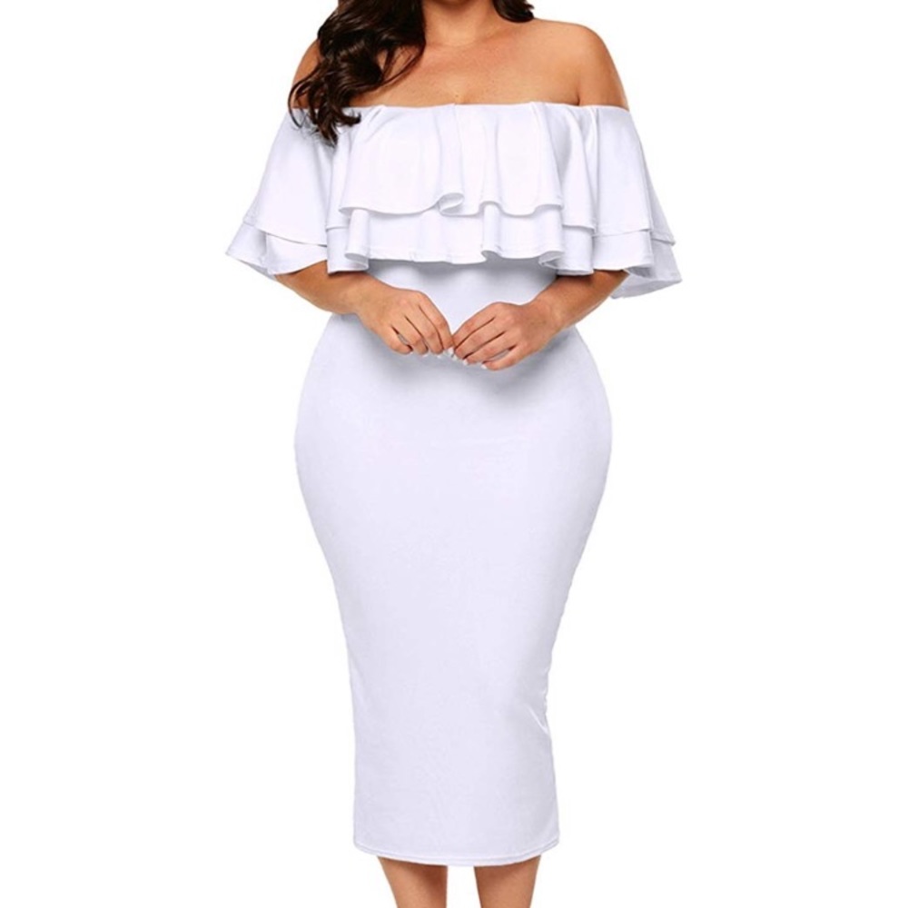 Layered Ruffle Off Shoulder Bodycon Party Dress